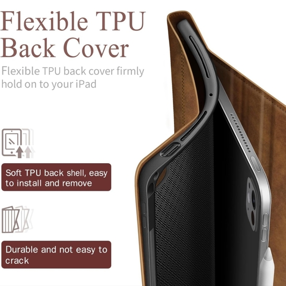 iPad Pro 11 Inch Case 2024 M4, Premium Vegan Leather - Picture 6 of 7
